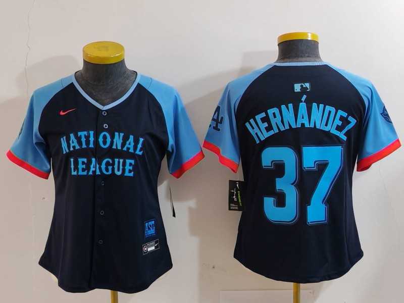 Women%27s Los Angeles Dodgers #37 Teoscar Hernandez Navy 2024 All Star Limited Stitched Jersey